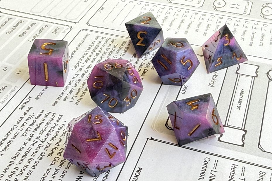 D&D loot dice handcrafted for tabletop role-playing games, available at Roll4.com.au