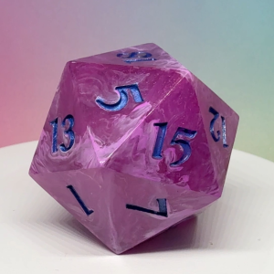 Side view of the Amethyst Radiance Chonk, showcasing its 45mm size, polished finish, and shimmering amethyst design.