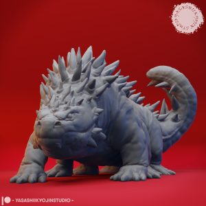 Basilisk Miniature with spiked scales and a poised tail, ready to strike,
