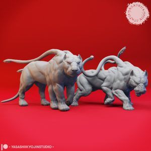 Displacer Beast Miniature – Phase-Hunting Nightmare by Yasashii Kyojin Studio, shown prowling with twin tentacles arched and body mid-stalk.