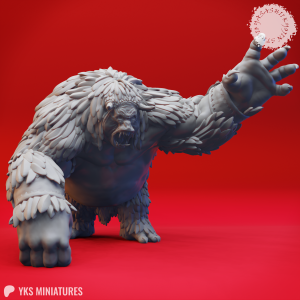 Ferocious Barlgura resin miniature by Yasashii Kyojin Studio in a lunging pose with muscular demon anatomy and layered fur detail