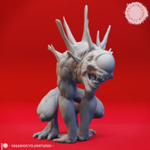 Nothic miniature by Yasashii Kyojin Studio with oversized eye in Creeping and Leering poses for tabletop RPGs