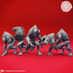 Quaggoth Underdark monster miniature set with five poses designed by Yasashii Kyojin Studio