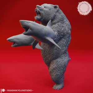 Sharkenbear resin miniature by Yasashii Kyojin Studio featuring a savage shark and bear hybrid design for fantasy tabletop gaming