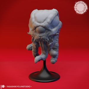 Sinister Spectator resin miniature by Yasashii Kyojin Studio with a giant central eye, fanged maw, floating tendrils, and aberrant guardian design