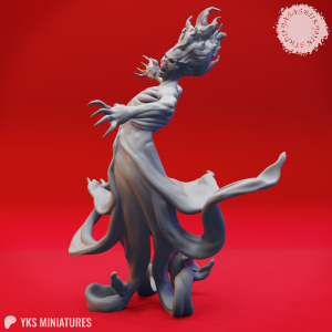 Haunting Specter resin miniature by Yasashii Kyojin Studio with flowing ghostly robes, clawed hands, wailing face, and swirling spectral form