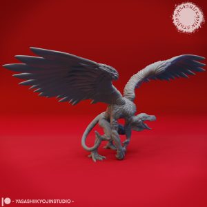 Malevolent Vrock resin miniature by Yasashii Kyojin Studio with savage demonic wings, vicious claws, and a brutal abyssal avian design