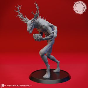 Cursed Wendigo resin miniature by Yasashii Kyojin Studio with gaunt predatory anatomy and terrifying wilderness horror presence