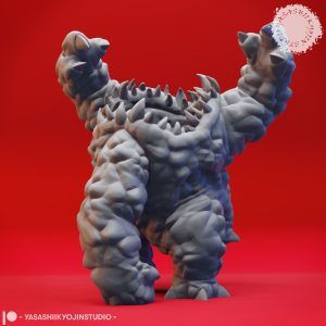 Mysterious Xorn resin miniature by Yasashii Kyojin Studio with massive digging claws, rocky elemental body, and alien underground monster anatomy
